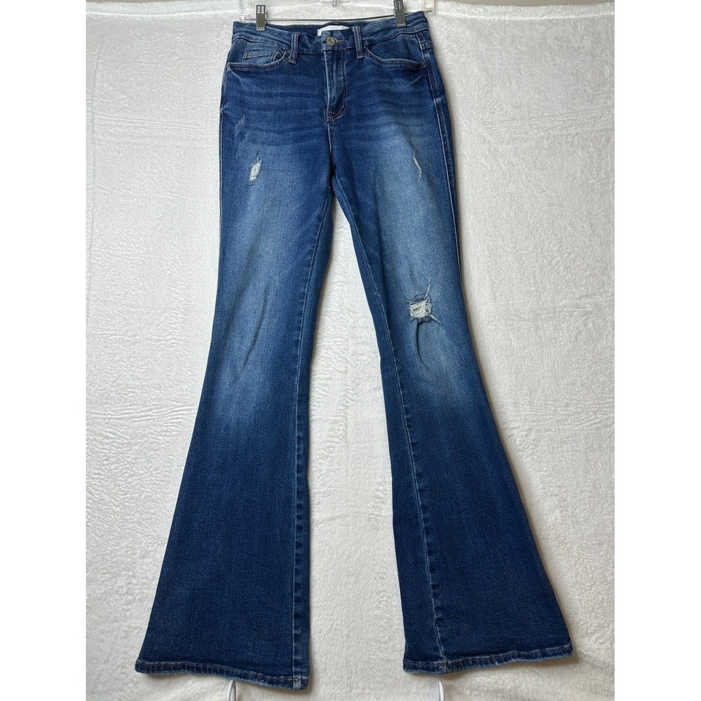 Vervet Flare Jeans Womens 26 Blue Distressed High Rise Medium Wash
